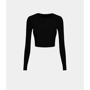 Halara Cropped Sports Top Thumb Hole Black Small HT36